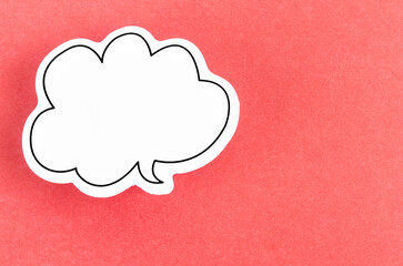 The Speech bubble with copy space communication talking speaking concepts on red background.