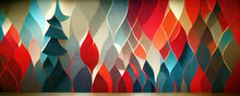 Abstract Vintage Retro Christmas Tree Design As Wallpaper Background Illustration
