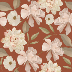 Botanical Watercolor Seamless Pattern. Vintage style for print, fabric, wallpaper and much more. 