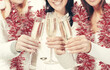 © yurolaitsalbert - closeup.three young women with glasses of champagne .