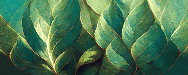 Horizontal Seamless Leaf Watercolor Background