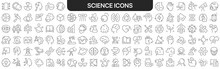 Science Icons Collection In Black. Icons Big Set For Design. Vector Linear Icons