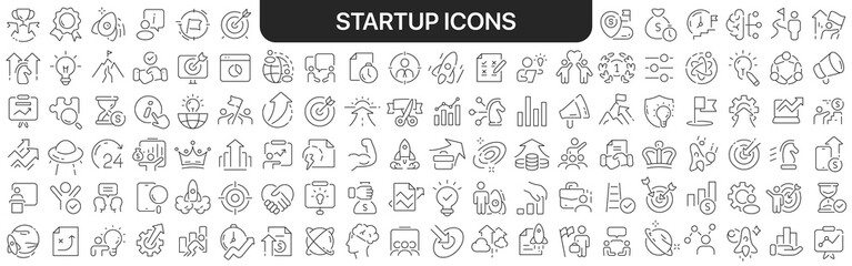 Aufkleber - Startup icons collection in black. Icons big set for design. Vector linear icons