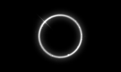 Wall Mural - circle light effect. neon glowing circle with light rays. frame isolated on black background