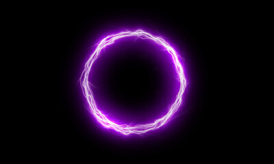 Wall Mural - lightning round frame. plasma magical portal. circle light effect.