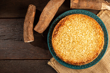 Sticker - Delicious cassava cake on the table.