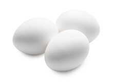 White Chicken Eggs Isolated On White.