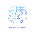 Space repetition blue gradient concept icon. Learn new things trick. Store information in memories. Study tip abstract idea thin line illustration. Isolated outline drawing. Myriad Pro-Bold font used