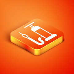 Poster - Isometric Bicycle air pump icon isolated on orange background. Vector