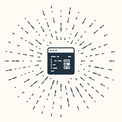 Grey Software, web developer programming code icon isolated on beige background. Javascript computer script random parts of program code. Abstract circle random dots. Vector