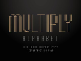 Modern abstract alphabet design with uppercase, numbers and symbol