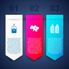 Poster - Set Bottle of vodka, Map Ukraine and Two towers Dnipro. Business infographic template. Vector