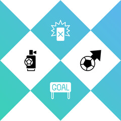 Sticker - Set Air horn, Goal soccer football, Red card and Soccer icon. Vector