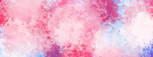 Pink Watercolor Background. Pink Watercolor Paint Splash Or Blotch Background With Fringe Bleed Wash And Bloom Design Background. Purple Watercolor Background With Spots, Dots, Blurred Circles.