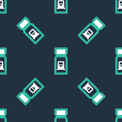 Poster - Line Train ticket icon isolated seamless pattern on black background. Travel by railway. Vector