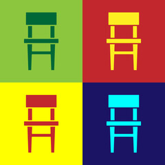 Wall Mural - Pop art Chair icon isolated on color background. Vector