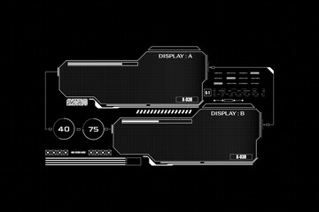 Leinwandbilder - HUD futuristic infographic dual screen frame report information vector. Technology data display template illustration.