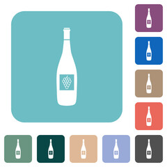 Wall Mural - Wine bottle with grapes rounded square flat icons