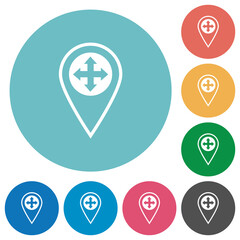 Poster - GPS location move flat round icons