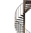 The old metal spiral staircase on transparent background, Png file	