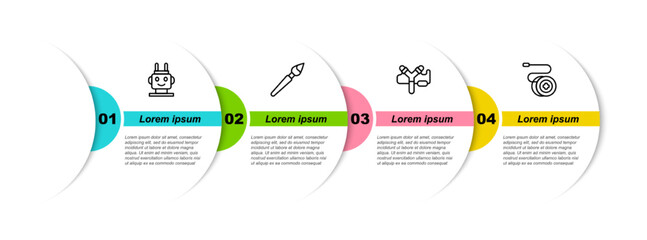 Canvas Print - Set line Robot toy, Paint brush, Slingshot and Yoyo. Business infographic template. Vector