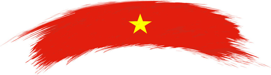 Wall Mural - Flag of Vietnam in rounded grunge brush stroke.