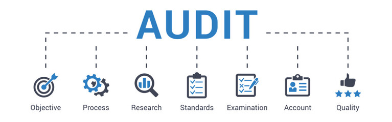 Wall Mural - audit concept vector illustration with keywords and icons