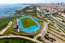 Aerial View Of Park In Maltepe District On The Marmara Sea Coast Of The Asian Side Of Istanbul, Turkey.