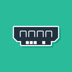 Blue RAM, random access memory icon isolated on green background. Vector