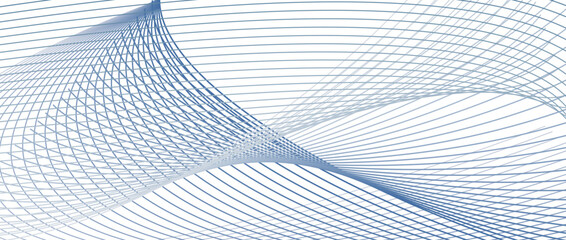 Wall Mural - Navy blue, gray wavy thin lines, industrial style. Technology line art pattern. Radio waves concept. Vector subtle curves. White background. Abstract futuristic design for banner, landing page. EPS10