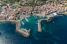 Aerial View Of Aci Trezza Harbour, Sicily, Italy.