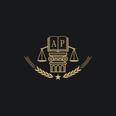 Initial AP  advocacy law or lawyer vector icon stock illustration