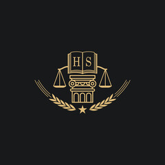 Initial HS  advocacy law or lawyer vector icon stock illustration