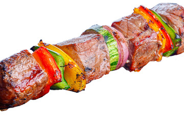 Canvas Print - Barbecue meat skewer with vegetables