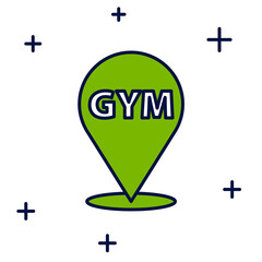 Sticker - Filled outline Location gym icon isolated on white background. Vector