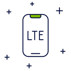 Poster - Filled outline LTE network icon isolated on white background. Vector