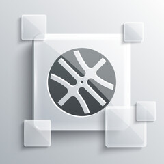 Sticker - Grey Basketball ball icon isolated on grey background. Sport symbol. Square glass panels. Vector