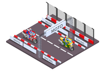 Wall Mural - Moto Racing Isometric Composition