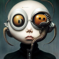 Poster - surreal portrait of a baby robot