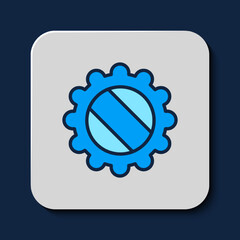 Sticker - Filled outline Bottle cap icon isolated on blue background. Vector