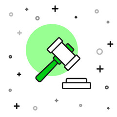 Sticker - Filled outline Judge gavel icon isolated on white background. Gavel for adjudication of sentences and bills, court, justice. Auction hammer. Vector