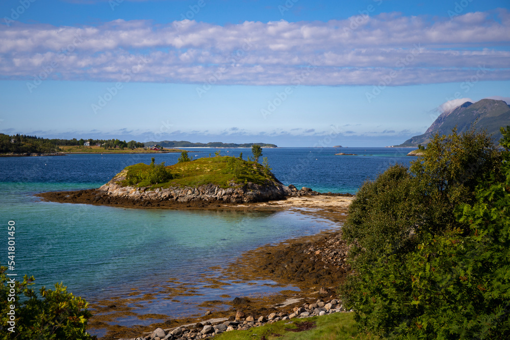 panorama of the landscape of the senja island, northern norway, small ...