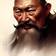 © Yacine - Portrait of Genghis Khan, Mongolian Emperor. High quality illustration