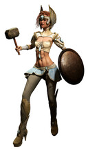 Fantasy Female Warrior 3D Illustration	