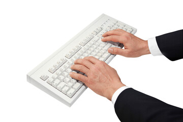 Wall Mural - gesture series: businessman operates keyboard.