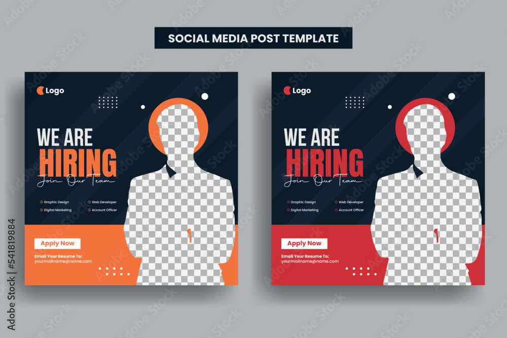 we are hiring job vacancy social media post banner template or web ...