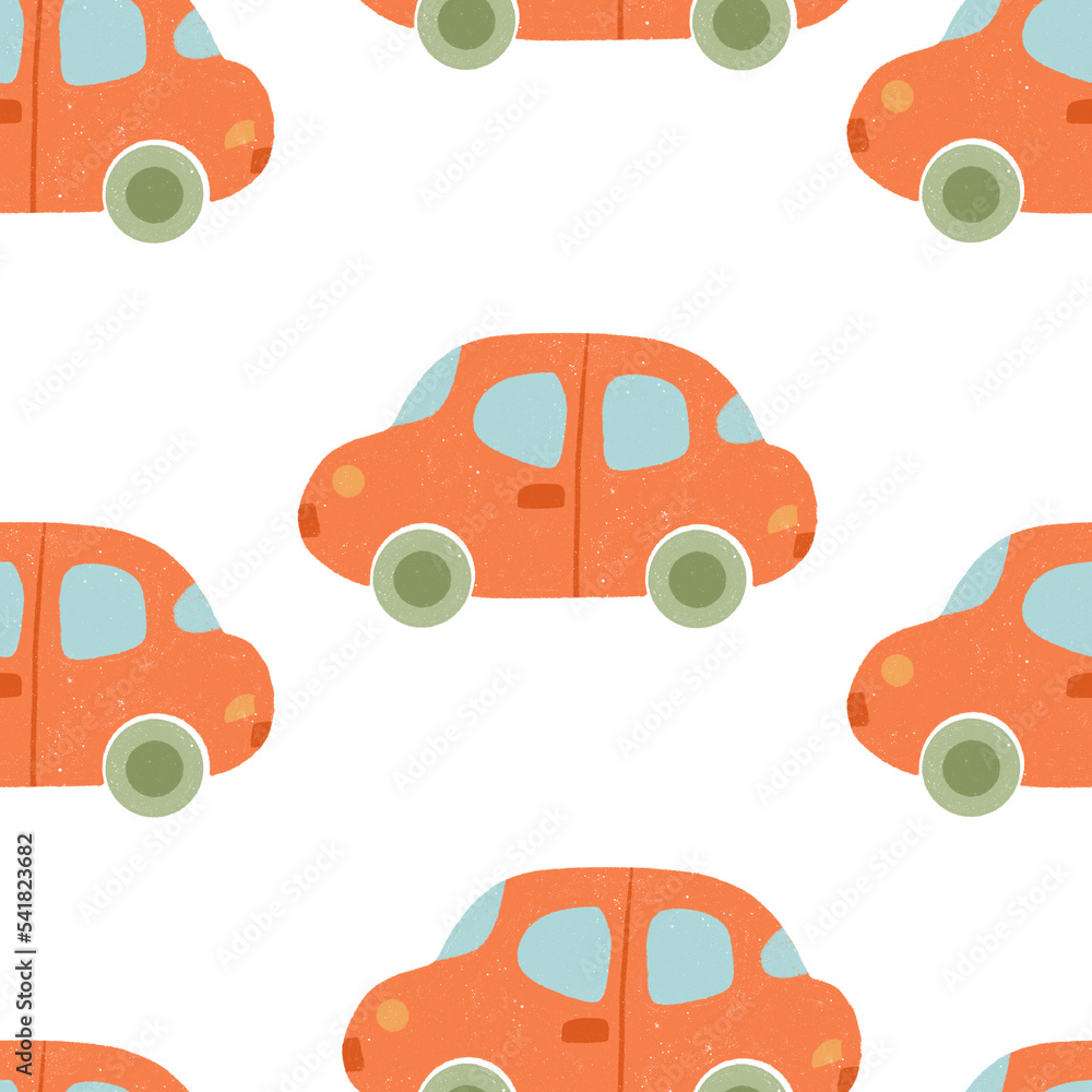 Seamless pattern is car in a hand drawn style Stock Illustration ...