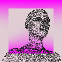 Aufkleber - 3D vector illustration of the human face. Conceptual image of the artificial intelligence.