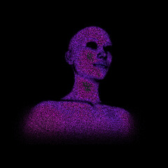 Aufkleber - 3D vector illustration of the human face. Conceptual image of the artificial intelligence.