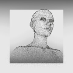 Aufkleber - 3D vector illustration of the human face. Conceptual image of the artificial intelligence.